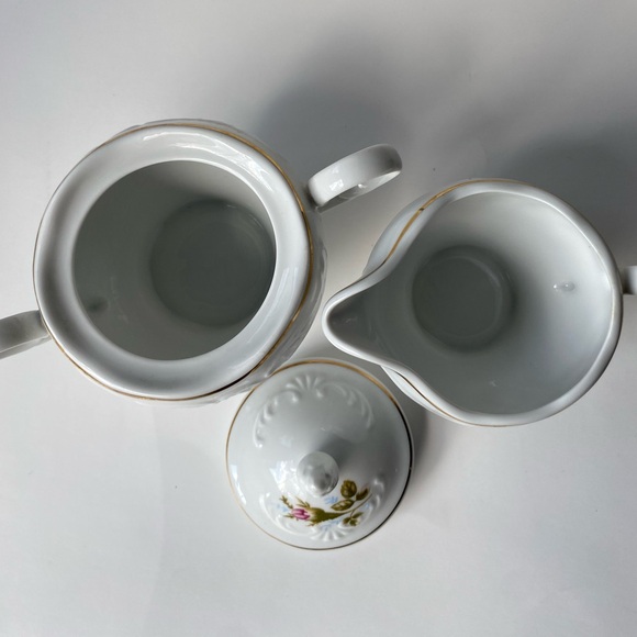 Vintage Manuet Poland - Vienna Rose Sugar Bowl & Creamer - Picture 3 of 11